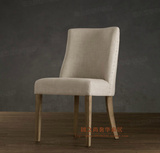 欧式布艺实木餐椅新古典美式书椅休闲椅简约餐厅椅咖啡椅现货特价