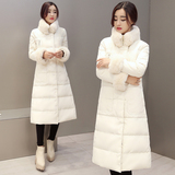 2015新品韩版羽绒服女兔毛领长款过膝修身加厚显瘦超长冬装外套女