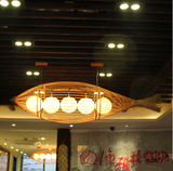 新中式竹编客厅灯具田园装饰餐厅酒店大堂吧台灯创意个性鱼形吊灯