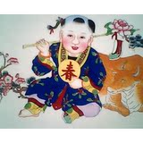 天津杨柳青年画 春牛图 宣纸手绘娃娃家居装饰商务时尚中国风礼品
