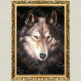 狼挂画 雪狼油画 纯手绘高档动物油画 家居客厅书房玄关装饰画260