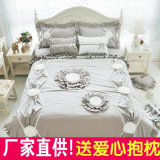 春夏韩式四件套纯棉被套床上用品全棉1.5/1.8m公主风床罩床裙包邮