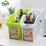 美加宁日式厨房用品置物架 带滑轮储物箱收纳架调味架 塑料收纳盒