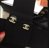 Chanel/香奈儿耳钉 金色水钻 双C耳环 正品/香港代购情人节