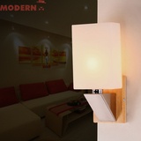 现代简约床头灯卧室壁灯 客厅创意木质led壁灯酒店工程中式壁灯