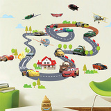 超大汽车总动员墙贴纸玩具卡通儿童房幼儿园麦昆板牙赛车轨道贴纸