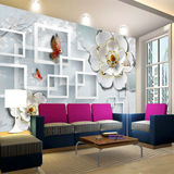 3D立体大型无缝壁画客厅电视背景无纺布墙纸沙发田园浮雕花卉壁纸