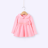 女宝宝春装2-3婴幼儿娃娃领打底衫纯棉中长款0-1岁半女童T恤长袖