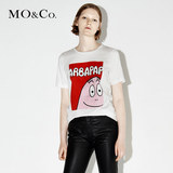 MO&Co.罗纹圆领短袖休闲欢乐卡通图案针织衫MT1632TEE02 moco