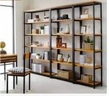 新款钢木书架结构书柜组合陈列架隔断木架展示柜置物架铁艺架家具