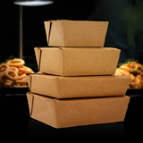 点心外卖食品饼干包装盒一次性快餐盒牛皮纸打包盒 饭盒10只
