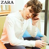 正品代购ZARA秋季新款韩版修身男士衬衣 纯色全棉长袖衬衫男装 潮