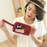帆布手拿包Kiro奇乐猫 可爱手机三层杂物包布艺韩版时尚女式小包
