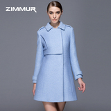 ZIMMUR2015冬装装新款女装外套中长款廓形羊绒呢子大衣加厚外套女