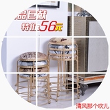 时尚欧式简便小圆凳子餐桌凳布艺凳可重叠收纳圆形凳茶几凳换鞋凳