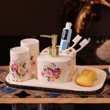 欧式创意牙膏牙刷架浴室洗漱用品五件套卫生间刷牙漱口杯牙具陶瓷