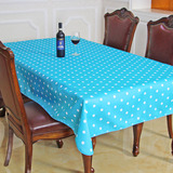 正品小清新蓝色圆点方桌 桌布防水书桌茶几盖布简约田园布艺布料