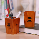 zakka创意卡通木质笔筒装饰摆件办公室文具用品桌面收纳笔桶笔盒