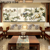 诗洛奇金丝水晶彩瓷三联画现代简约风格客厅挂画沙发背景墙画壁画