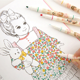 正品韩国afrocat可爱英伦娃娃女孩涂色本画册儿童成人手绘涂色书
