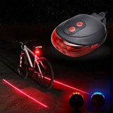 自行车尾灯USB充电山地车激光投影夜骑单车配件防追尾警示闪光灯