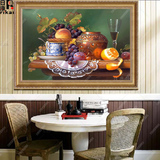 日康 餐厅油画 纯手绘现代欧式古典葡萄水果挂画 静物风景装饰画