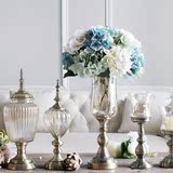 欧式茶色高脚水晶玻璃美式家居客厅样板间软装饰摆设 新古典花瓶