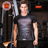 包邮超人紧身衣男压缩衣运动弹力短袖塑身训练跑步健身速干衣T恤