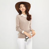 15年女士圆领羊绒衫纯色低领修身短款套头打底衫韩版大码针织毛衣