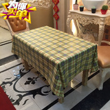 欧式经典格子黄色温馨简单人气酒店餐厅防水正方形方桌布 茶几布