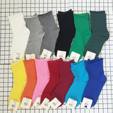 韩国代购进口ulzzang百搭纯色卷边堆堆袜中筒袜可爱袜子