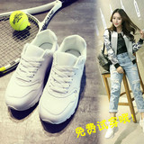 夏季新品白色运动网鞋女系带韩版休闲鞋跑步鞋百搭学生透气厚底鞋