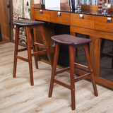 实木酒吧椅创意高椅欧式吧台椅子木前台时尚吧凳简约办公高脚凳子