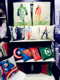 英雄抱枕被子两用棉麻超人、闪电侠等个性标志靠垫床头抱枕