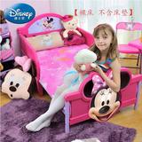 迪士尼米奇卡通塑料儿童床带护栏可伸缩女孩公主床男孩单人小孩床