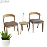淳枫居北欧简约现代休闲实木布艺阳台咖啡桌椅组合三件茶几休闲椅