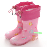 出口日韩冬季保暖防滑带棉套内胆男女卡通儿童雨鞋宝宝水鞋轻雨靴
