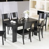 时尚餐桌黑橡实木贴皮餐台现代简约客厅餐桌椅电视柜茶几组合套装