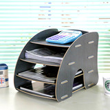 韩国创意木质桌面办公A4纸文件框柜多层杂志资料书架用品包邮A044