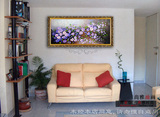 欧式有框手绘油画客厅装饰画酒店客厅花卉挂画沙发背景墙壁画