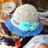 布条线 丝带 2016夏季清凉遮阳帽纯手工钩针编织帽子材料包邮