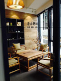 老榆木免漆黑漆成套茶桌茶几椅子新中式现代简约禅意茶室会所家具