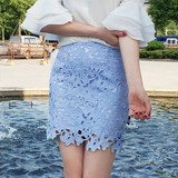 韩国代购2015夏季新款显瘦高腰半裙包裙一步裙蕾丝包臀短裙半身裙