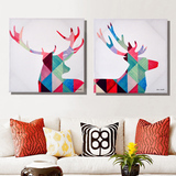 诚艺现代简约抽象欧式无框画创意北欧麋鹿组合客厅背景装饰画挂画