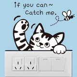 新款卡通猫咪开关贴 个性创意冰箱贴纸 电表箱笔记本装饰贴画