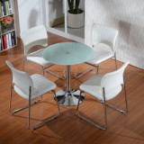 一桌三四椅售楼处谈判洽谈桌椅组合接待会客简约现代钢化玻璃圆桌