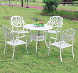 户外家具铸铝桌椅阳台休闲铁艺桌椅露台花园欧式三五件套组合白色