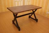 创意桌脚桌子复古实木餐桌办公桌做旧松木咖啡桌防锈铁艺会议桌