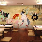 日式料理店寿司店餐厅酒店包厢壁纸复古怀旧日本仕女大型壁画墙纸