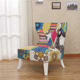 欧式美式沙发单人创意时尚卧室小户型休闲咖啡厅拉扣老虎椅布皮艺